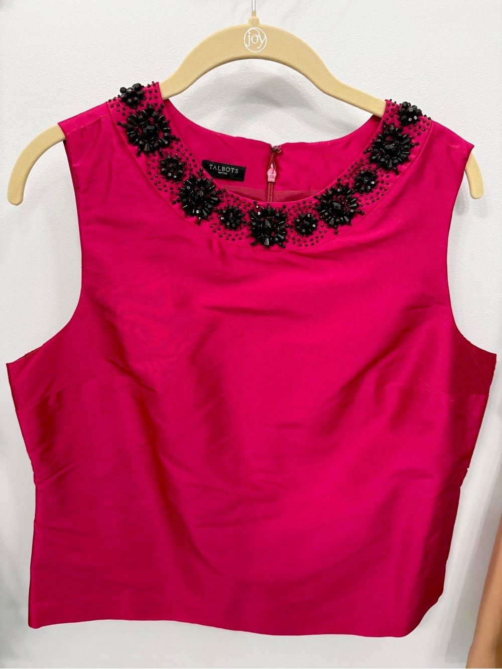 Talbots Silk Blend Beaded Sleeveless Top Berry Red 12P